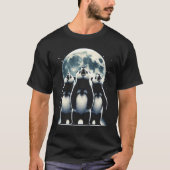 Drie panda's huilen naar de maan als drie wolven t-shirt (Voorkant)