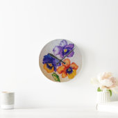 Drie Pansy bloemen kleurpotloden Ronde Klok (Huis)