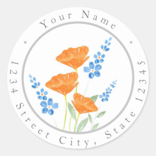 Drie papavers Waterverf Bouquet Labels