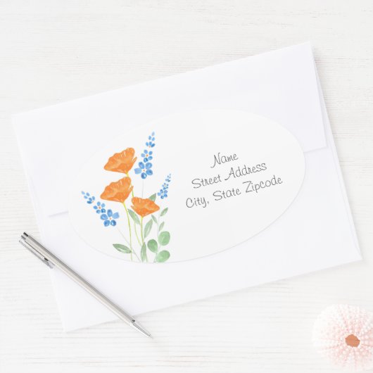 Drie papavers Waterverf Bouquet Labels (Envelop)