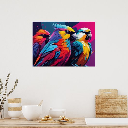 Drie papegaaien Poster (Keuken)