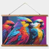 Drie papegaaien wandtapijt hangend wandkleed (Voorkant)