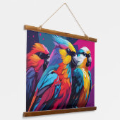 Drie papegaaien wandtapijt hangend wandkleed (Gebogen)
