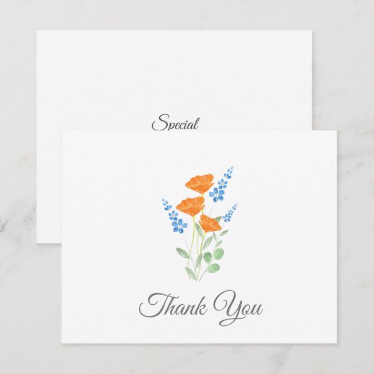 Drie papies Waterverf Bouquet Bedankkaart (Voorkant / Achterkant)
