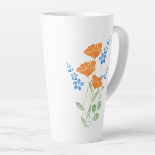 Drie papies Waterverf Bouquet Latte Mok (Rechterhoek)