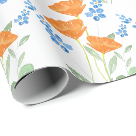 Drie papies Waterverf Bouquet Pattern Cadeaupapier (Rol Hoek)