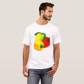 Drie paprika's, rood geel, groen t-shirt (Voorkant volledig)