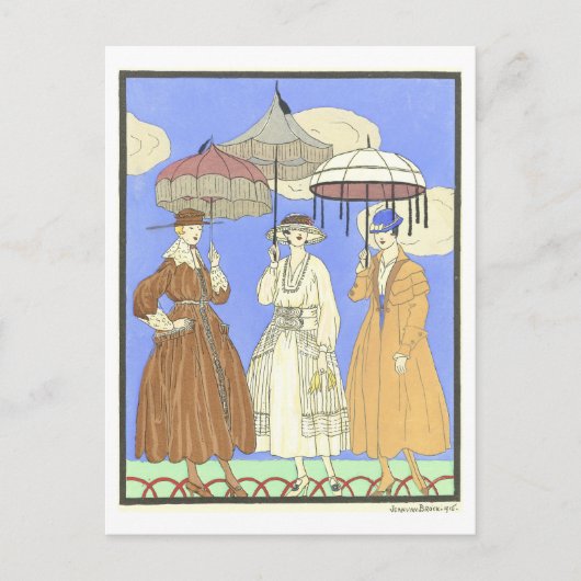 Drie Parasols Mode Bord Briefkaart (Voorkant)