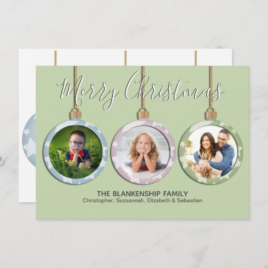 Drie pasta's Ornament - Aangepast kerstfeest met f Feestdagenkaart (Voorkant / Achterkant)