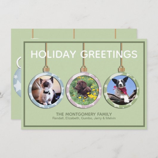 Drie pasta's Ornament - Aangepast kerstfeest met f Feestdagenkaart (Voorkant / Achterkant)