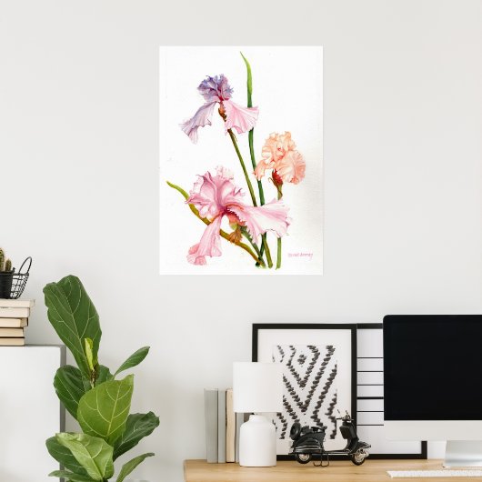 Drie Pastel Irissen Print Poster papier (mat) (Thuiskantoor)