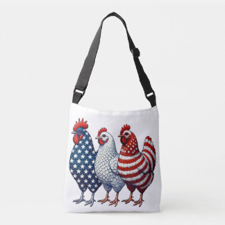 Drie Patriotische Kippen (rood, wit en blauw) Crossbody Tas