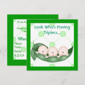 DRIE PEAS IN EEN POD BABY SHOWER-INVITATIE KAART (Voorkant / Achterkant)