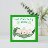 DRIE PEAS IN EEN POD BABY SHOWER-INVITATIE KAART (Staand voorkant)