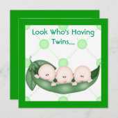 DRIE PEAS IN EEN POD BABY SHOWER-INVITATIE KAART (Voorkant / Achterkant)