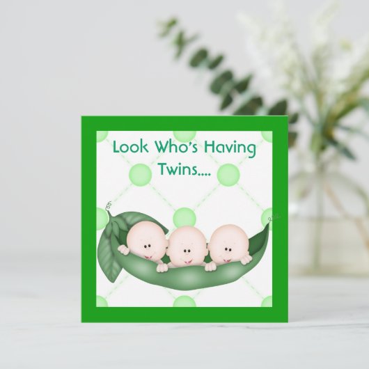 DRIE PEAS IN EEN POD BABY SHOWER-INVITATIE KAART (Staand voorkant)