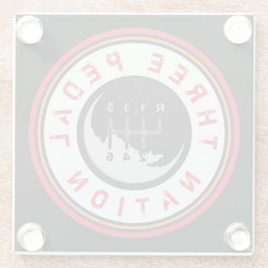 DRIE PEDALE NATIONALE ONDERNEMING GLAZEN ONDERZETTER (Achterkant)