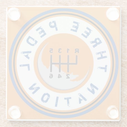 DRIE PEDALE NATIONALE ONDERNEMING GLAZEN ONDERZETTER (Achterkant)