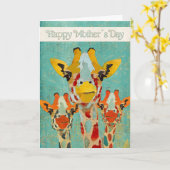 Drie Peeking Giraffes Moederdag Kaart (Gele Bloem)