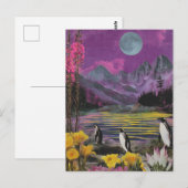 Drie Peguins Surreal Gemengde media Briefkaart (Voorkant / Achterkant)