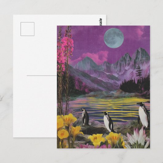 Drie Peguins Surreal Gemengde media Briefkaart (Voorkant / Achterkant)