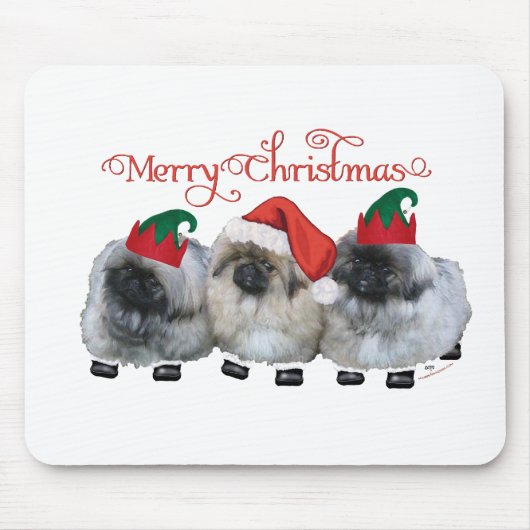 Drie Pekingese Puppy's Kerstmis Muismat (Voorkant)