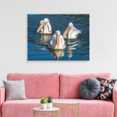 Drie pelikanen close-up canvas print (Insitu (Woonkamer))