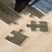 Drie pelikanen op een steiger Foto Puzzel (Zijkant)