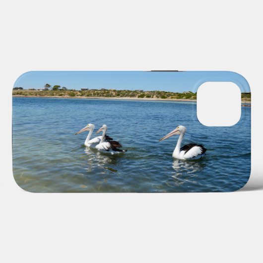 Drie Pelikanen zwemmen, iPhone 13 Hoesje (Achterkant (horizontaal))