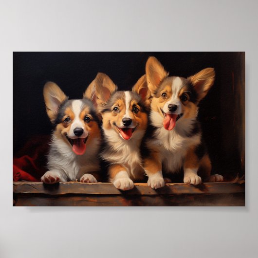 Drie Pembroke Welsh Corgis Poster (Voorkant)
