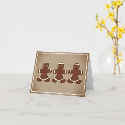 Drie peperkoek mannen kerst Kaart (Gele Bloem)