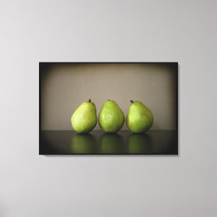 Drie peren foto op het canvas afdruk