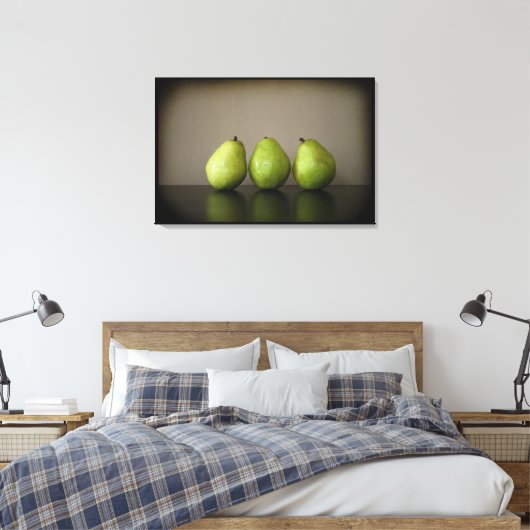 Drie peren stilleven foto op doek canvas afdruk (Insitu (Slaapkamer))