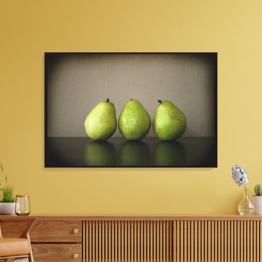 Drie peren stilleven foto op doek canvas afdruk (Insitu (Woonkamer))