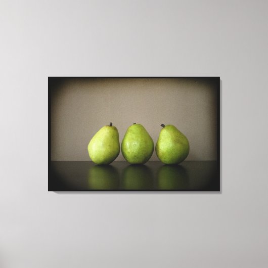 Drie peren stilleven foto op doek canvas afdruk (Voorkant)