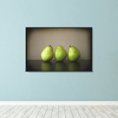 Drie peren stilleven foto op doek canvas afdruk (Insitu (Houten vloer))
