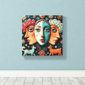 Drie Performancekunstenaars Canvas Afdruk (Insitu (Houten vloer))