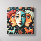 Drie Performancekunstenaars Canvas Afdruk (Voorkant)