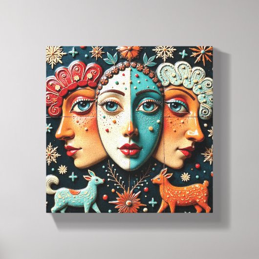 Drie Performancekunstenaars Canvas Afdruk (Voorkant)