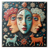 Drie performancekunstenaars tegeltje (Voorkant)