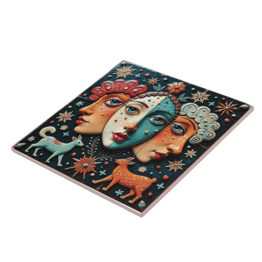 Drie performancekunstenaars tegeltje (Zijkant)