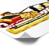 Drie personen die op een paard rijden poster (Hoek)