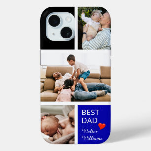 Drie persoonlijke foto's personaliseren Beste Papa iPhone 15 Case