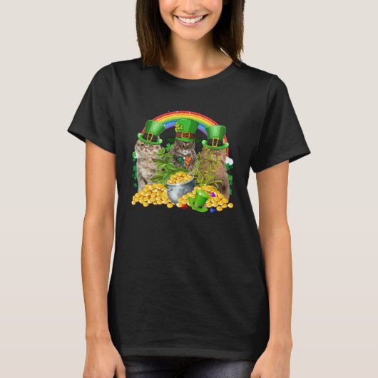 Drie Perzische Katten Leprechaun Shamrocks Saint P T-shirt (Voorkant)