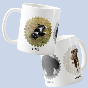 Drie Pet Wavy Edged Photo Collage Naam Koffiemok