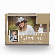 Drie Photo Kraft Script Afstuderen Photo Block
