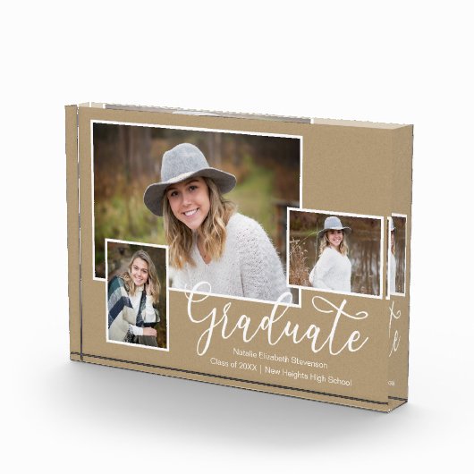 Drie Photo Kraft Script Afstuderen Photo Block Fotoblokken (Rechts)