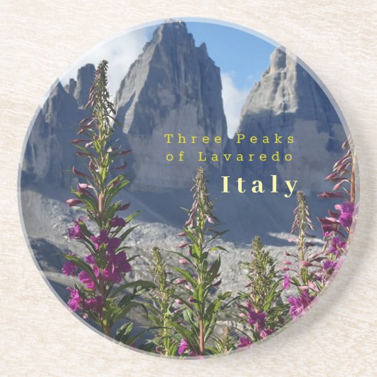 Drie Pieken van Lavaredo Wildflower Italië Zandsteen Onderzetter (Voorkant)