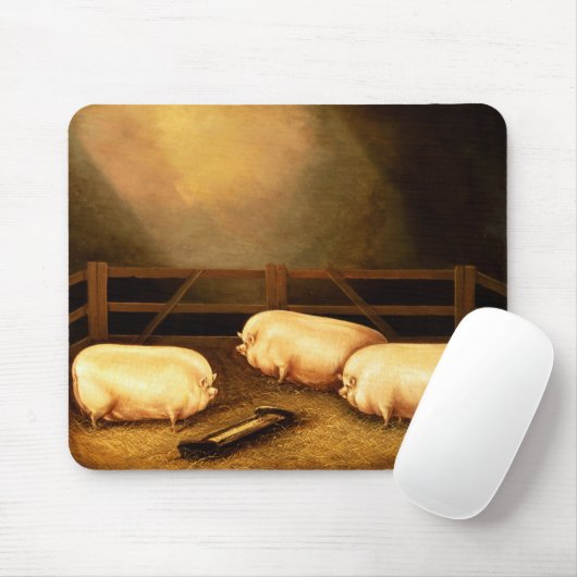 Drie Pigs buiten een Sty Muismat (Met muis)