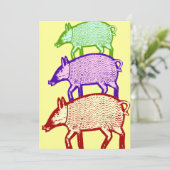 Drie Pigs Party, BBQ, Cookout, Picnic Invitation Kaart (Staand voorkant)